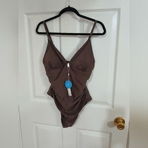 Cupshe one piece Brown Swimsuit nwt Beach Vacation Cruise Resortwear